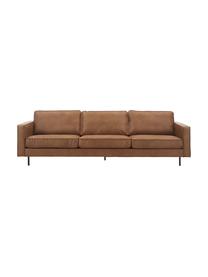 Sofa ze skóry z recyklingu Hunter (3-osobowa), Tapicerka: skóra z recyklingu (70% s, Stelaż: lite drewno sosnowe z cer, Nogi: metal malowany proszkowo , Brązowa skóra, S 264 x G 90 cm