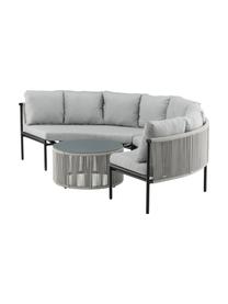 Set lounge para exterior Virya, 3 pzas., Tapizado: 100% poliéster, Estructura: aluminio recubierto, Tablero: vidrio, Gris claro, negro, Set de diferentes tamaños