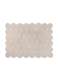 Handgefertigter Teppich Biscuit, Flor: 97 % Baumwolle, 3 % ander, Beige, Weiß, B 120 x L 160 cm