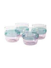 Waterglazen Lieke in blauw/roze, 4 stuks, Glas, Transparant, blauw, roze, Ø 9 x H 8 cm, 350 ml