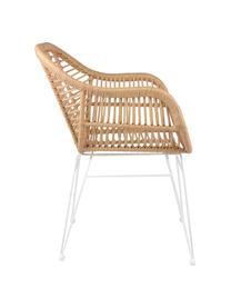 Polyrattan-Armlehnstühle Costa, 2 Stück, Sitzfläche: Polyethylen-Geflecht, Gestell: Metall, pulverbeschichtet, Hellbraun, Weiß, B 59 x T 58 cm