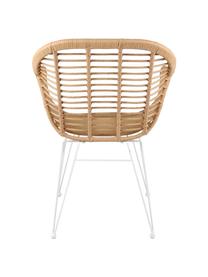 Polyrattan-Armlehnstühle Costa, 2 Stück, Sitzfläche: Polyethylen-Geflecht, Gestell: Metall, pulverbeschichtet, Hellbraun, Weiß, B 59 x T 58 cm