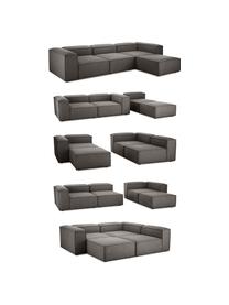 Canapé d'angle modulable 4 places avec pouf Lennon, Tissu anthracite, larg. 327 x prof. 207 cm