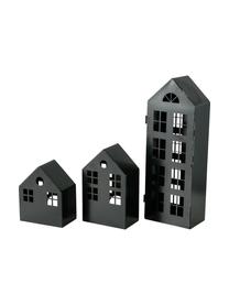 Set 3 portalumini Janta, Metallo rivestito, Nero, Set in varie misure