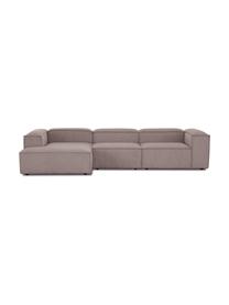 Modulaire hoekbank Lennon van corduroy, Bekleding: corduroy (92% polyester, , Frame: massief grenenhout, FSC-g, Poten: kunststof, Corduroy bruin, B 327 x D 180 cm, hoekdeel links
