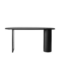 Schreibtisch Eclipse, Tischplatte: Eichenholz, massiv und ge, Gestell: Stahl, beschichtet, Schwarz, B 160 x T 80 cm