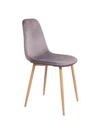 Krzesło tapicerowane z aksamitu Stockholm, Tapicerka: aksamit poliestrowy, Nogi: metal powlekany, Szary aksamit, jasny brązowy, S 47 x G 50 cm