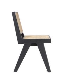 Silla de madera con tejido vienés Sissi, Estructura: madera de roble maciza, Ratán, negro, An 46 x F 56 cm