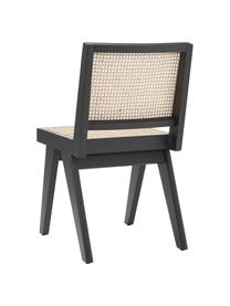Krzesło z drewna z plecionką wiedeńską Sissi, Stelaż: lite drewno dębowe, Czarny z plecionką wiedeńską, S 46 x G 56 cm