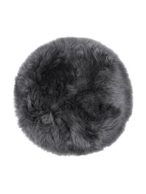 Okrągła nakładka na siedzisko ze skóry owczej Oslo, proste włosie, Ciemny szary, Ø 37 cm