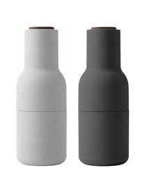 Moulin à sel et à poivre design avec couvercle en noyer Bottle Grinder, 2 élém., Anthracite, gris clair, bois de noyer, Ø 8 x haut. 21 cm