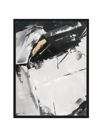 Tableau sur toile encadré Tranquillizing, Noir, blanc, or, larg. 62 x long. 82 cm