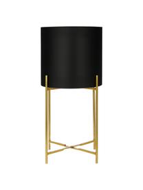 Set de maceteros de metal Mina, 2 uds., Metal con pintura en polvo, Negro, dorado, Set de diferentes tamaños