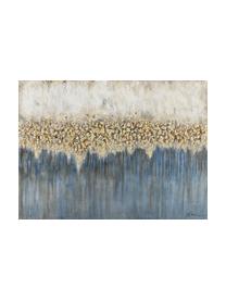 Handbemalter Leinwanddruck Danish Arts I, Bild: Ölfarben auf Leinen (300 , Weiß, Blau, Goldfarben, B 120 x H 90 cm