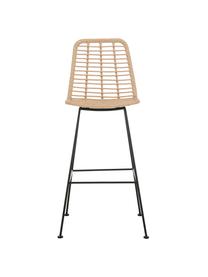 Barová židle z polyratanu s kovovými nohami Sola, Světle hnědá, černá, Š 56 cm, V 110 cm