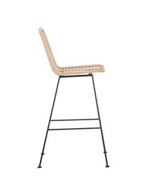 Barová židle z polyratanu s kovovými nohami Sola, Světle hnědá, černá, Š 56 cm, V 110 cm