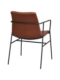 Sillas con reposabrazos de cuero sintético Huntington, 2 uds., Tapizado: cuero sintético (poliuret, Patas: metal recubierto, Cuero sintético marrón, An 54 x F 52 cm