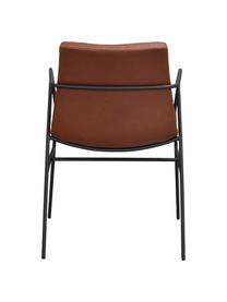 Sillas con reposabrazos de cuero sintético Huntington, 2 uds., Tapizado: cuero sintético (poliuret, Patas: metal recubierto, Cuero sintético marrón, An 54 x F 52 cm