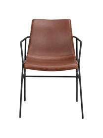 Krzesło z podłokietnikami ze sztucznej skóry Huntingbay, 2 szt., Tapicerka: sztuczna skóra (poliureta, Nogi: metal powlekany, Sztuczna skóra, brązowy, S 54 x G 52 cm