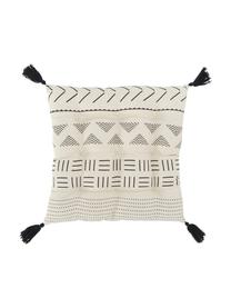 Boho Sitzkissen Hana mit Quasten, Bezug: 100% Baumwolle, Schwarz, B 40 x L 40 cm