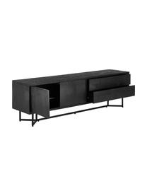 Meuble bas en bois massif Luca, Noir, larg. 180 x haut. 56 cm