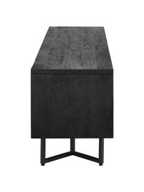 Meuble bas en bois massif Luca, Noir, larg. 180 x haut. 56 cm