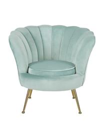 Fauteuil en velours turquoise Oyster, Velours turquoise