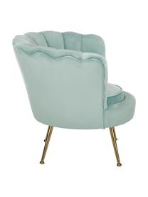 Fauteuil cocktail velours turquoise Oyster, Velours turquoise, larg. 81 x prof. 78 cm