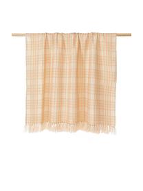 Colcha a cuadros con flecos Orla, Acrílico, Naranja, An 130 x L 170 cm
