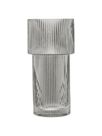 Skleněná váza s žebrovaným povrchem Lija, Sklo, Šedá, transparentní, Ø 14 cm, V 30 cm