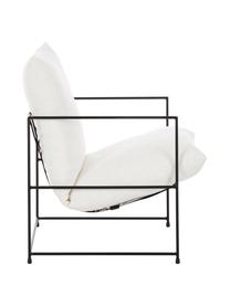 Fauteuil lounge blanc cadre en métal Wayne, Tissu blanc, larg. 69 x prof. 74 cm