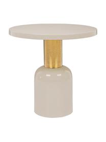 Mesa auxiliar Nalima, Tablero: acero esmaltado, Estructura: acero esmaltado y parcial, Blanco, latón, Ø 50 x Al 50 cm