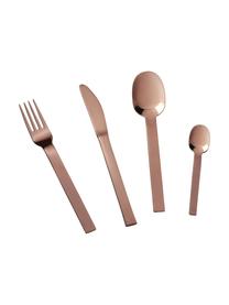 Cubertería de acero inoxidable pulido Kimana, 4 comensales (16 pzas.), Bronce, Set de diferentes tamaños