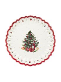 Porzellan-Servierschale Delight, Ø 44 cm, Premium Porzellan, Weiß, Rot, gemustert, Ø 44 cm