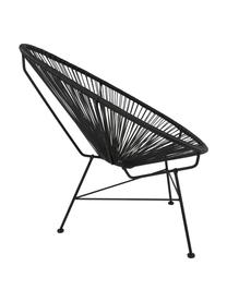 Loungefauteuil Bahia van kunststoffen vlechtwerk in zwart, Zitvlak: kunststof, Frame: gepoedercoat metaal, Zwart, B 81 x D 73 cm