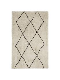 Ručně všívaný načechraný koberec s vysokým vlasem Nouria, Béžová, černá, Š 120 cm, D 180 cm (velikost S)