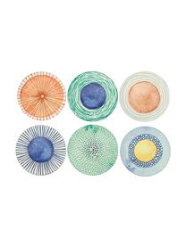 Dessous-de-plat design estival Marea, 6 élém., Plastique, Bleu, blanc, jaune, vert, orange, Ø 33 cm
