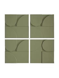 Set 4 decorazioni da parete in legno Massimo, Pannello di fibra a media densità (MDF), Verde, Larg. 80 x Alt. 80 cm