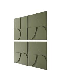 Set 4 decorazioni da parete in legno Massimo, Pannello di fibra a media densità (MDF), Verde, Larg. 80 x Alt. 80 cm
