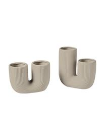 Set de jarrones artesanales de gres Filicio, 2 uds., Gres, Greige, Set de diferentes tamaños