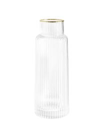 Wasserkaraffe Minna mit Rillenrelief und Goldrand, 1.1 L, Glas, mundgeblasen, Transparent mit Goldrand, Ø 10 x H 25 cm, 1.1 L