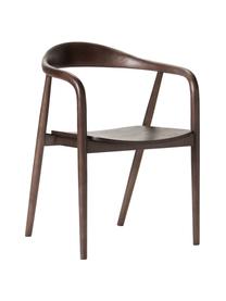 Dřevěná židle s područkami a čalouněným sedákem Angelina, Jasanové dřevo, certifikace FSC, lakovaný, překližka, certifikace FSC, Ořechové dřevo, Š 57 cm, V 80 cm