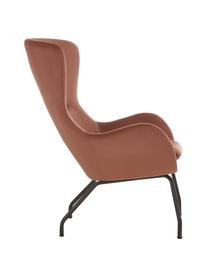 Fluwelen fauteuil Wing in bruin met metalen poten, Bekleding: fluweel (polyester), Frame: gegalvaniseerd metaal, Fluweel bruin, B 75 x H 85 cm