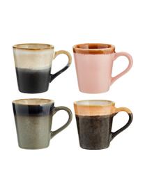 Handgemaakte espresso kopjesset 70's in retro stijl, 4-delig, Keramiek, Multicolour, Ø 6 x H 6 cm, 80 ml