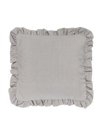 Kissenhülle Camille in Grau mit Rüschen, 60% Polyester, 25% Baumwolle, 15% Leinen, Grau, B 45 x L 45 cm