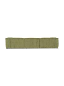 Sofá modular de pana Lennon (4 plazas), Tapizado: pana (92% poliéster, 8% p, Estructura: madera de pino maciza, ma, Patas: plástico, Pana verde, An 327 x F 119 cm