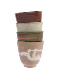 Handgemachte Becher Yunomi im japanischen Style, 4er-Set, Keramik, Mehrfarbig, Ø 9 x H 8 cm, 230 ml