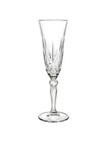 Copas flauta de champán de cristal con relieve Melodia, 6 uds., Cristal, Transparente, Ø 7 x Al 22 cm, 160 ml