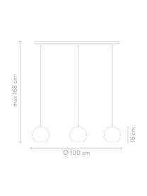 Grote hanglamp met bollen Ball, Baldakijn: gelakt metaal, Chroomkleurig, zwart, B 100 x H 18 cm