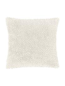 Federa arredo con superficie strutturata Indi, 100% cotone, Bianco crema, Larg. 45 x Lung. 45 cm